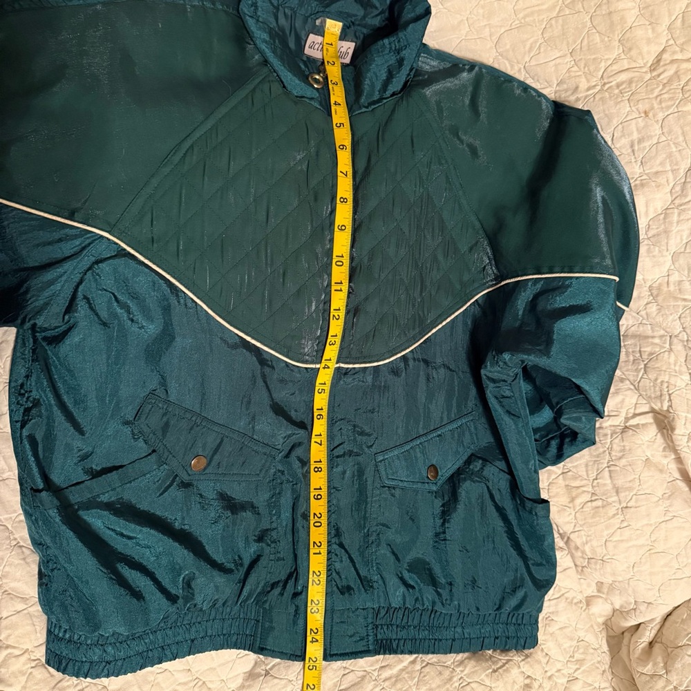 Vtg 80s Active Club Jacket Full Zip Windbreaker Green Quilted Organza Women’s M - Picture 6 of 6